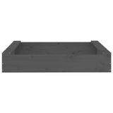 Sandbox with Seats Grey Square Solid Wood Pine 825032
