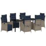 Garden Dining Set with Cushion 7 pcs Grey and Black Rattan 3380587