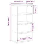 ZNTS Side Cabinet with Drawers ODDA White 40x24x79 cm Solid Wood Pine 4103594