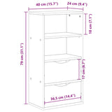 ZNTS Side Cabinet with Drawers ODDA White 40x24x79 cm Solid Wood Pine 4103594