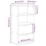 Side Cabinet with Drawers ODDA White 40x24x79 cm Solid Wood Pine 4103594