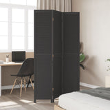 Room Divider 3 Panels Black Solid Wood Paulownia 358847