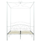 Bed Frame without Mattress with Canopy White 140x200 cm Metal 284471