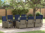Garden Dining Set with Cushion 9 pcs Grey Poly Rattan 3380357