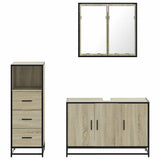 ZNTS 3 Piece Bathroom Furniture Set Sonoma Oak Engineered Wood 3301011