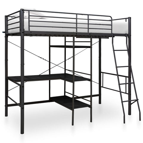 Bunk Bed with Table without Mattress Black Metal 90x200 cm 287907