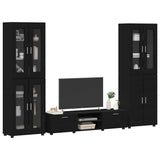 TV Cabinet Set with Drawer FLORIN 3 pcs Black Engineered Wood 3398005