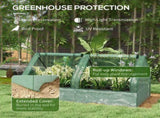 Metal Planter Box with Cover, Raised Garden Bed with Greenhouse, for Herbs and Vegetables, Green and T3398P311643