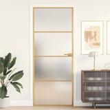 Interior Door Slim Golden 83x201.5 cm Tempered Glass and Aluminium 155137