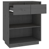 Console Cabinet Grey 60x34x75 cm Solid Wood Pine 813836