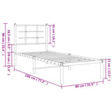 Metal Bed Frame without Mattress with Headboard White 75x190cm 355600