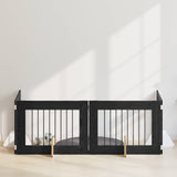 Dog Gate with Stands 4 pcs Black Oak 80 x 60 cm Engineered Wood 892133