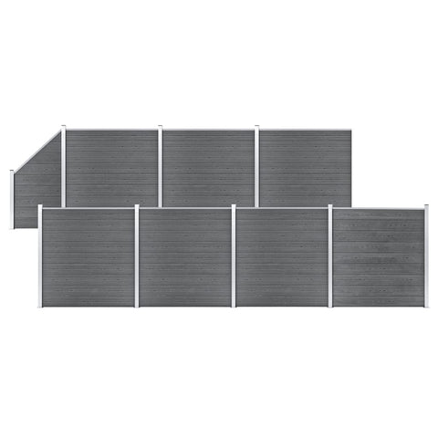 WPC Fence Set 7 Square + 1 Slanted 1311x186 cm Grey 3053239