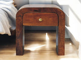 Solid Wood Mini Darcy Chestnut Nightstand with Curved Edges, 1 Drawer, Dark Brown B2743P403470