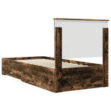 Bed Frame Smoked Oak and Silver 75 x 190 cm Engineered Wood 3409716