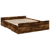 Bed Frame with Drawers without Mattress Smoked Oak 150x200 cm King Size 3280290