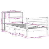 ZNTS Bookcase Bed without Mattress White 100x200 cm Solid Wood Pine 3321878