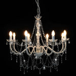 Chandelier with Beads White 8 x E14 Bulbs 281604