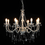 Chandelier with Beads White 8 x E14 Bulbs 281604