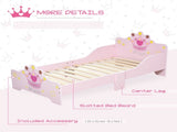 Kids Toddler Bed Princess Crown Theme Safety Side Rails Slats Home Bedroom Furniture Boys Girls 3-6 T3398P347662