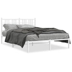 Metal Bed Frame without Mattress with Headboard White 140x200cm 376374