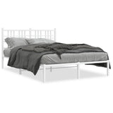 Metal Bed Frame without Mattress with Headboard White 140x200cm 376374