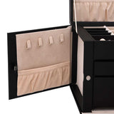 Jewellery Box 3-Layer with Mirror Lockable Black 26x18x17.5 cm 4103559