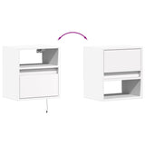 ZNTS Wall-mounted Bedside Cabinets with LED Lights 2 pcs White 3307976