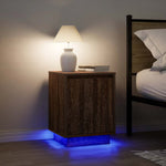 ZNTS Bedside Cabinet with LED Lights Brown Oak 38x34x50 cm 861277