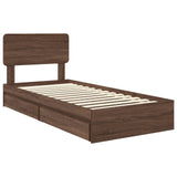 Storage Bed with Drawer Brown Oak 100 x 200 cm Engineered Wood 3412310