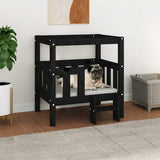 Dog Bed Black 65.5x50.5x70 cm Solid Wood Pine 822376