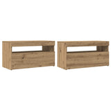 TV Cabinets with LED Lights 2 pcs Artisan Oak Engineered Wood 856318