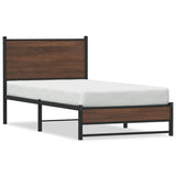 Metal Bed Frame without Mattress Brown Oak 75x190 cm Small Single 4007930