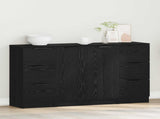 Sideboard with Drawer 3 pcs Black Oak Engineered Wood 3332544