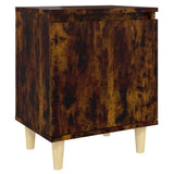 Bed Cabinets with Solid Wood Legs 2 pcs Smoked Oak 40x30x50 cm 813111