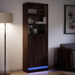 Highboard with LED Brown Oak 69x32.5x200 cm Engineered Wood 3307911