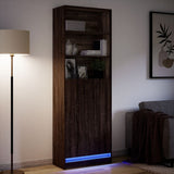 Highboard with LED Brown Oak 69x32.5x200 cm Engineered Wood 3307911