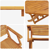 Folding Bistro Set Folding 3 pcs Brown Solid Acacia Wood 3375693