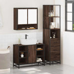 ZNTS 3 Piece Bathroom Furniture Set Brown Oak Engineered Wood 3301184