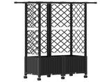Raised Bed with Trellis and Roof Black 124 x 40 x 142 cm PP 3423038