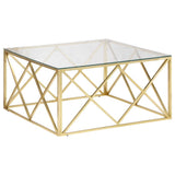 Coffee Table Gold Stainless Steel and Tempered Glass 349978