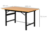 100 cm Foldable Garage Work Bench, Craft Table MDF Workstation, Heavy-duty Steel Frame with Ruler, T3398P344548