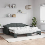 Daybed with Trundle and Mattresses Dark Grey 90x190 cm Fabric 3197602