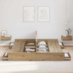 Storage Bed Frame Artisan oak 200 x 200 cm Engineered wood 3335268