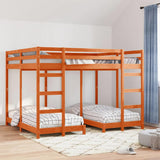Triple Bunk Bed Frame Wax brown 160 x 200 cm Solid Pine Wood 3414563