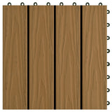 11 pcs Decking Tiles Deep Embossed WPC 30x30 cm 1 sqm Teak Colour 45037