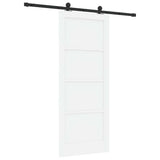 Sliding Door White and Black 83 x 202 cm Solid Pine Wood 3333337