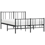ZNTS Metal Bed Frame without Mattress with Footboard Black 120x200cm 352496