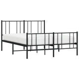 ZNTS Metal Bed Frame without Mattress with Footboard Black 120x200cm 352496