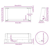 ZNTS Coffee Table Legs U-Shaped 2 pcs White 70x cm Steel 4012753